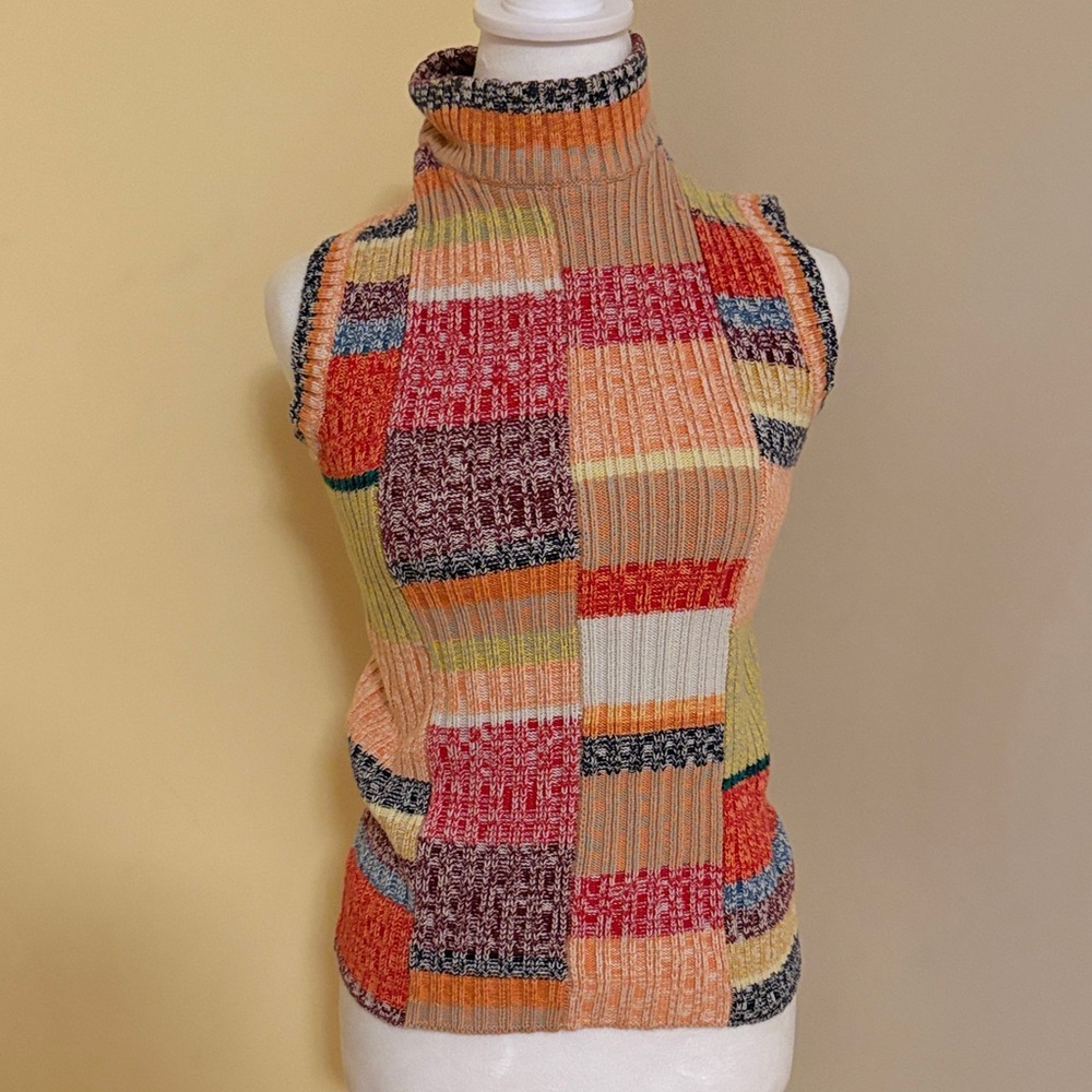 Isaac Mizrahi Multicolor Patchwork Turtleneck Swe… - image 1